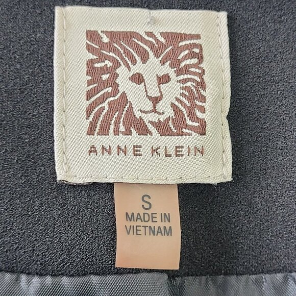 ANNE KLEIN BLACK CREPE GOLD ZIPPERS OPEN FRONT MOD STYLE JACKET COAT size S - Picture 10 of 13